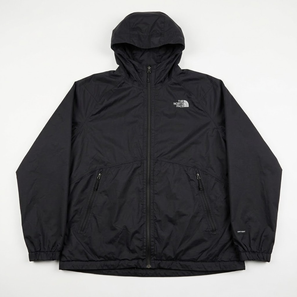 The North Face DryVent Mens XL Black Hooded Rain Jacket Windbreaker Flaws